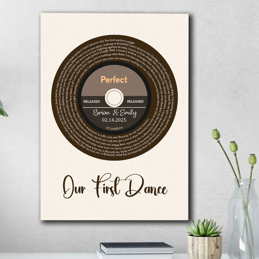 First Dance Vinyl Record Personalized Canvas Wedding Gifts For Couple