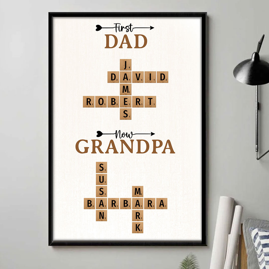 Now Grandpa Crossword Puzzle Poster Personalized Gift For Grandpa