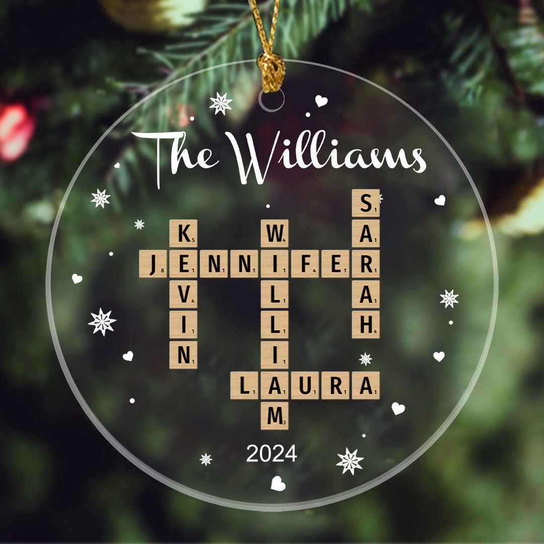 Family Names Crossword Puzzle Personalized Ornament For Family