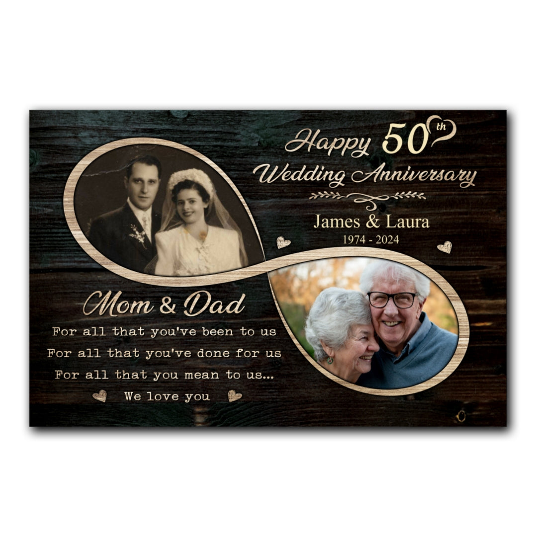 50 Year 50th Wedding Anniversary For Parents Photo Personalized Canvas