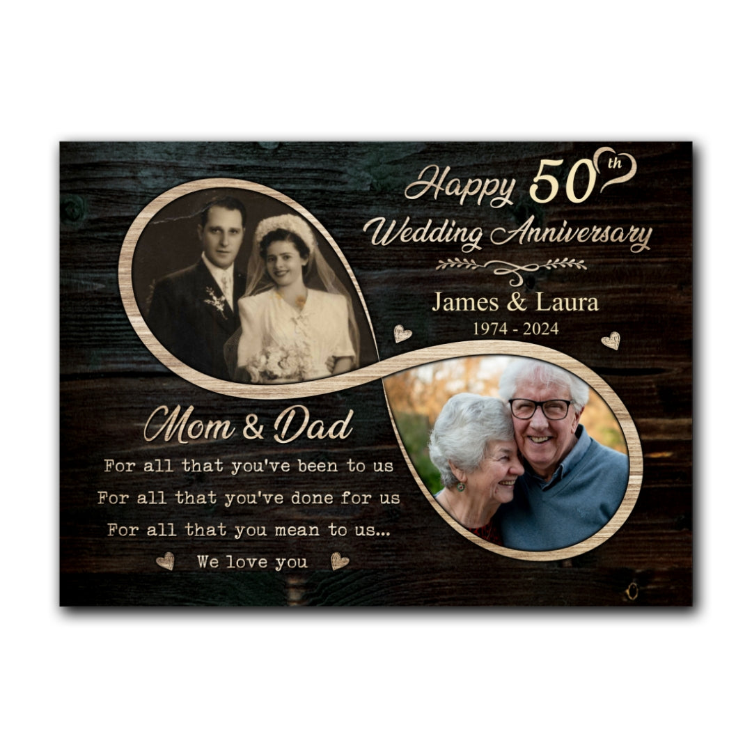 50 Year 50th Wedding Anniversary For Parents Photo Personalized Canvas