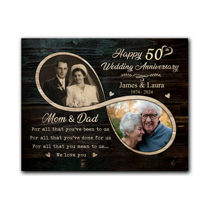 Mom Dad We Love You Personalized Canvas - Wedding Anniversary Gifts By Year For Parents