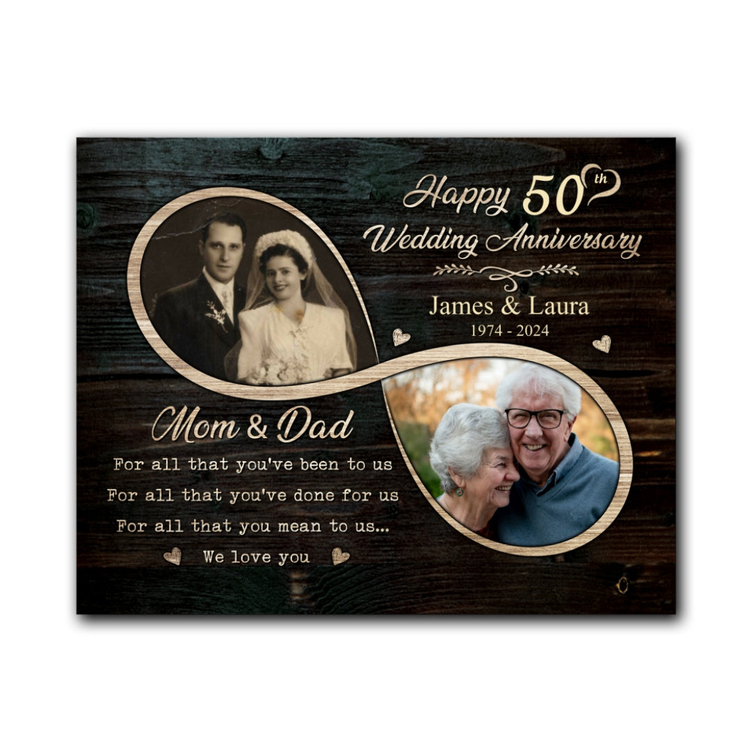 50 Year 50th Wedding Anniversary For Parents Photo Personalized Canvas