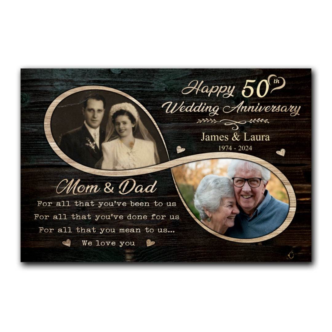 50 Year 50th Wedding Anniversary For Parents Photo Personalized Canvas