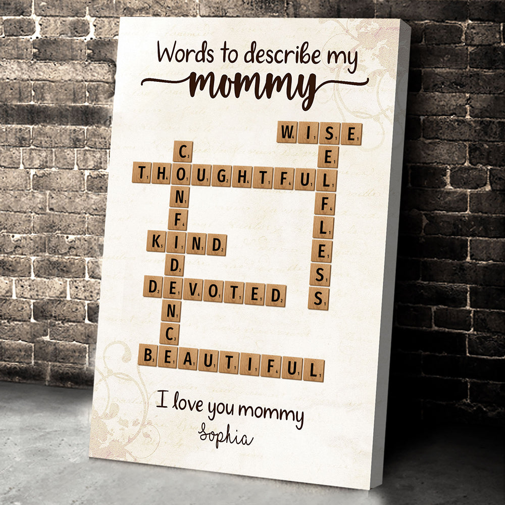 Words To Describe Mommy Crossword Canvas Personalized Gift For Mom