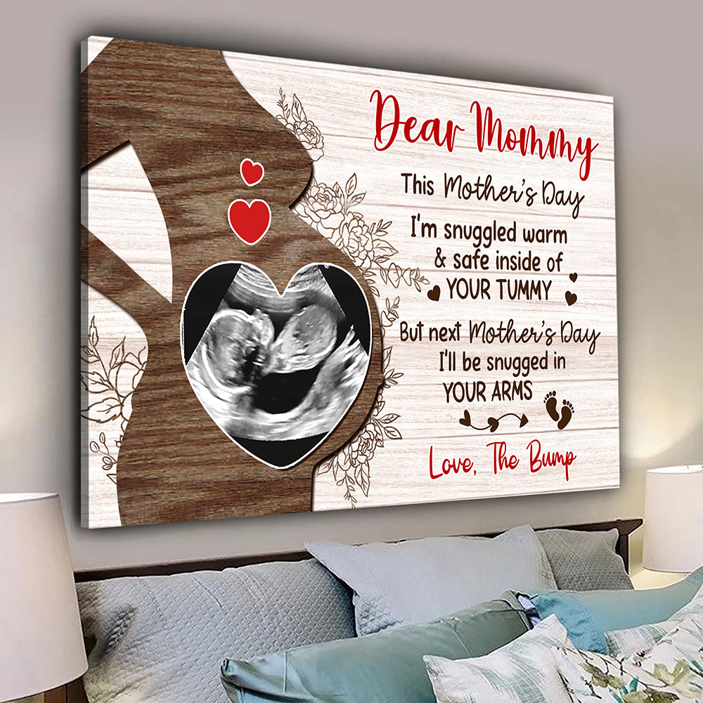 I'll Be Snuggled Canvas Personalized Mother's Day Gift For Mom To Be