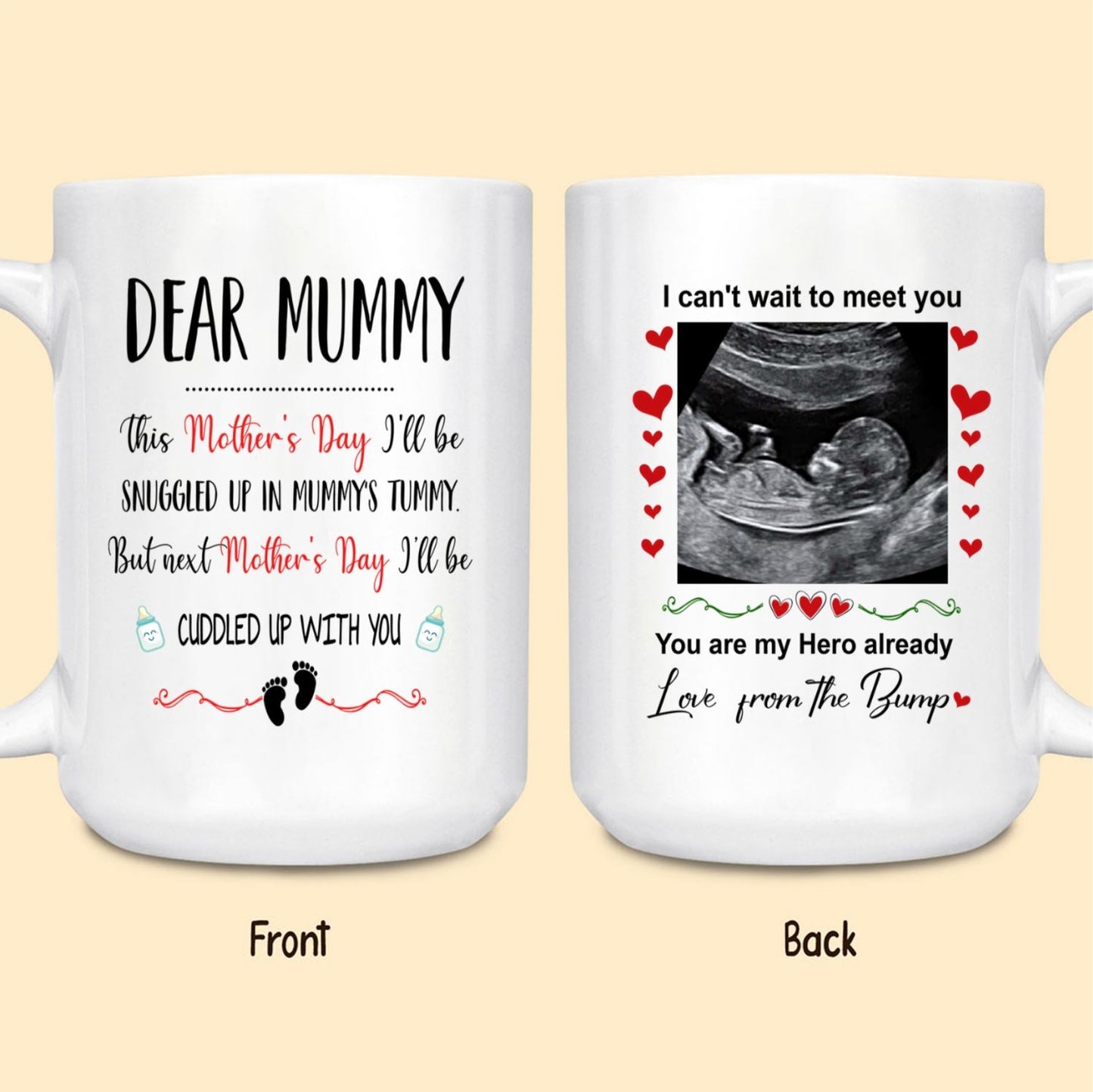 Personalized Mother's Day Ultrasound Mummy Snuggled Mug Gift For Expecting Mom