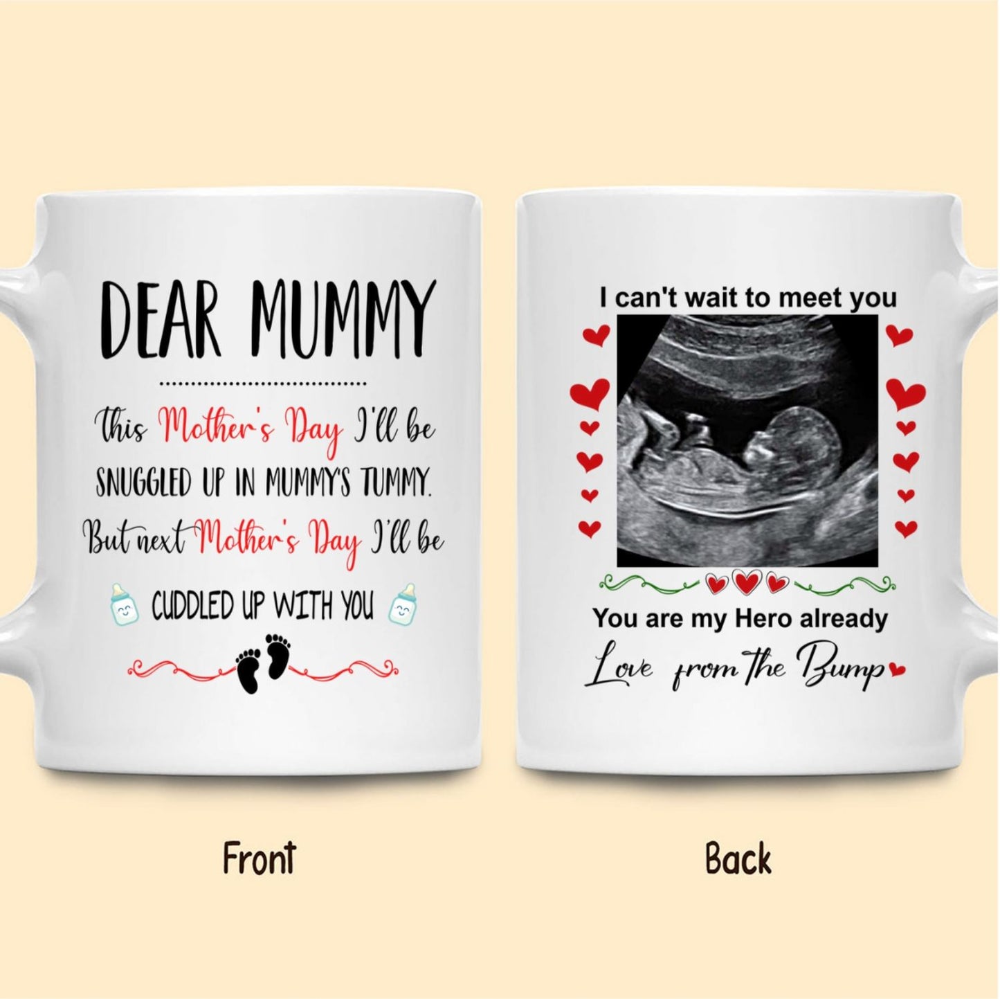 Personalized Mother's Day Ultrasound Mummy Snuggled Mug Gift For Expecting Mom
