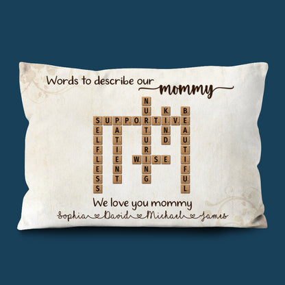 Words To Describe Mommy Crossword Pillow Personalized Gift For Mom