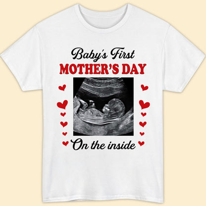 Personalized 1st Mother's Day On The Inside Bump T-shirt