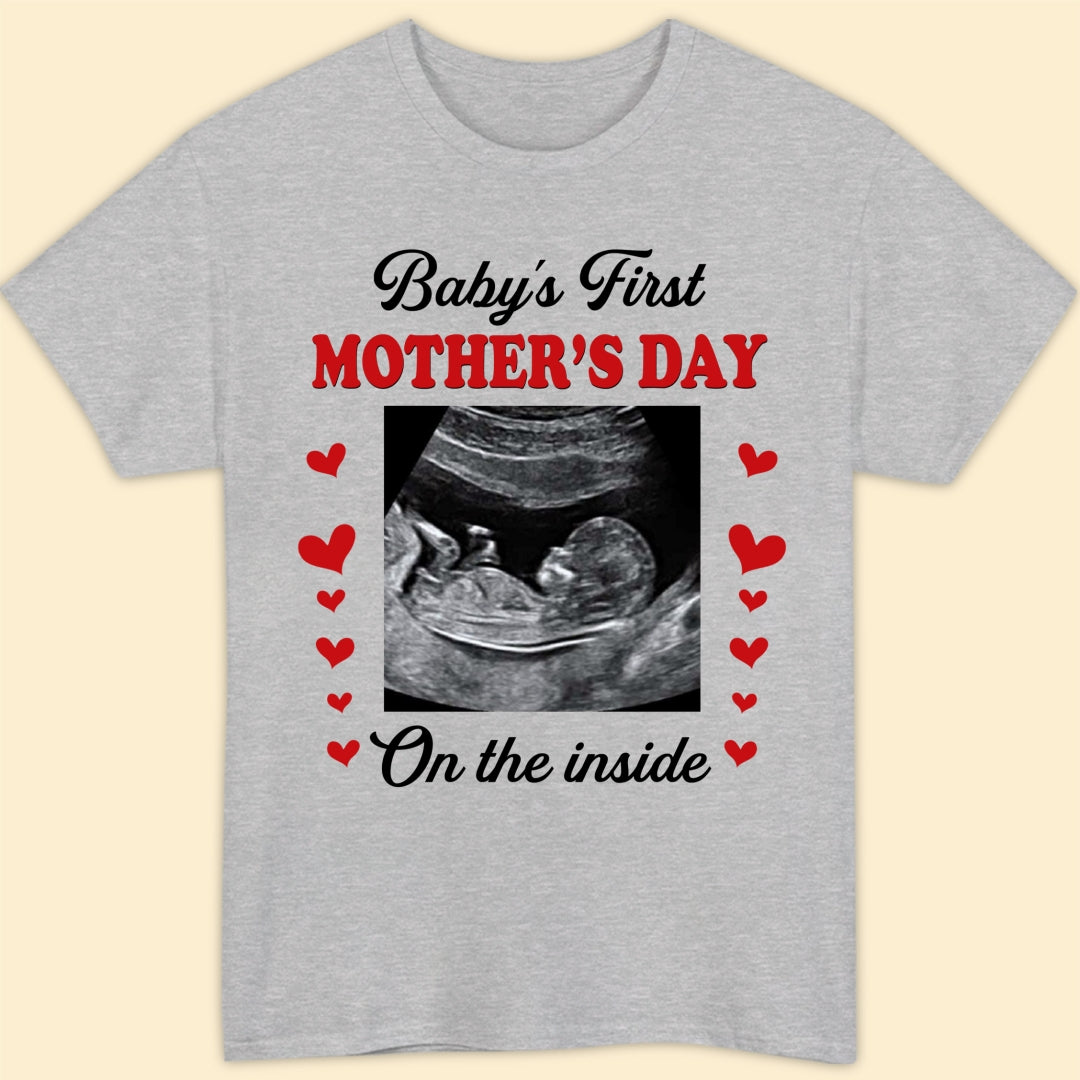 Personalized 1st Mother's Day On The Inside Bump T-shirt