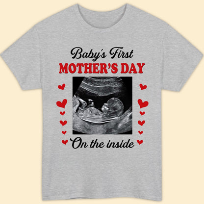 Personalized 1st Mother's Day On The Inside Bump T-shirt