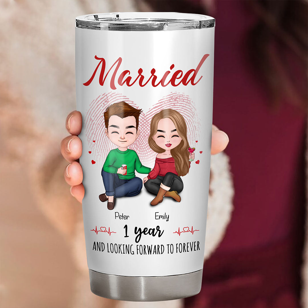 Married 1 Year Tumbler Personalized Anniversary Gift By Year For Couple