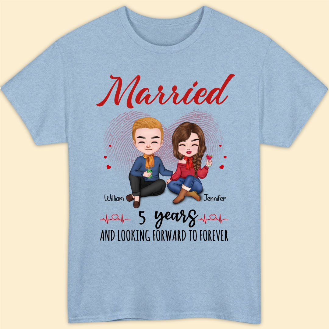 Married 5 Years Matching T-shirt Personalized Anniversary Gift For Couple