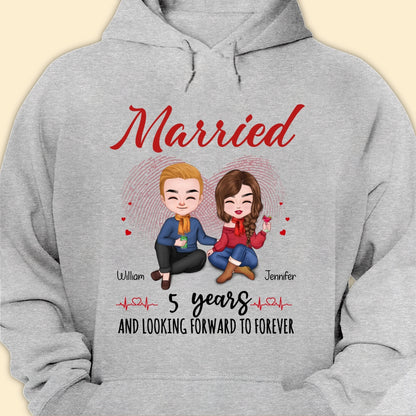 Married 5 Years Matching T-shirt Personalized Anniversary Gift For Couple