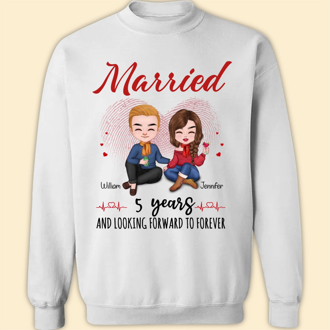 Married 5 Years Matching T-shirt Personalized Anniversary Gift For Couple