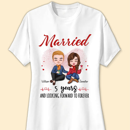 Married 5 Years Matching T-shirt Personalized Anniversary Gift For Couple