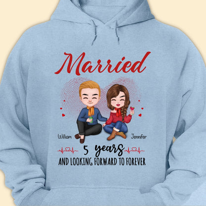 Married 5 Years Matching T-shirt Personalized Anniversary Gift For Couple