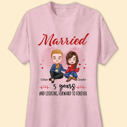 Married 5 Years Matching T-shirt Personalized Anniversary Gift For Couple