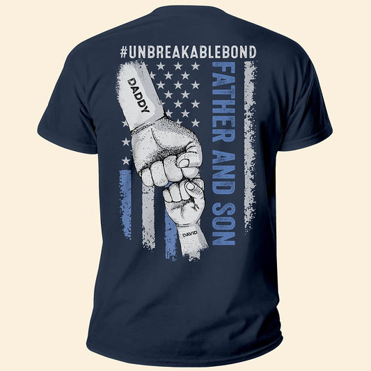 Father & Sons Unbreakable Bond Blue Line T-shirt Personalized Gift For Dad