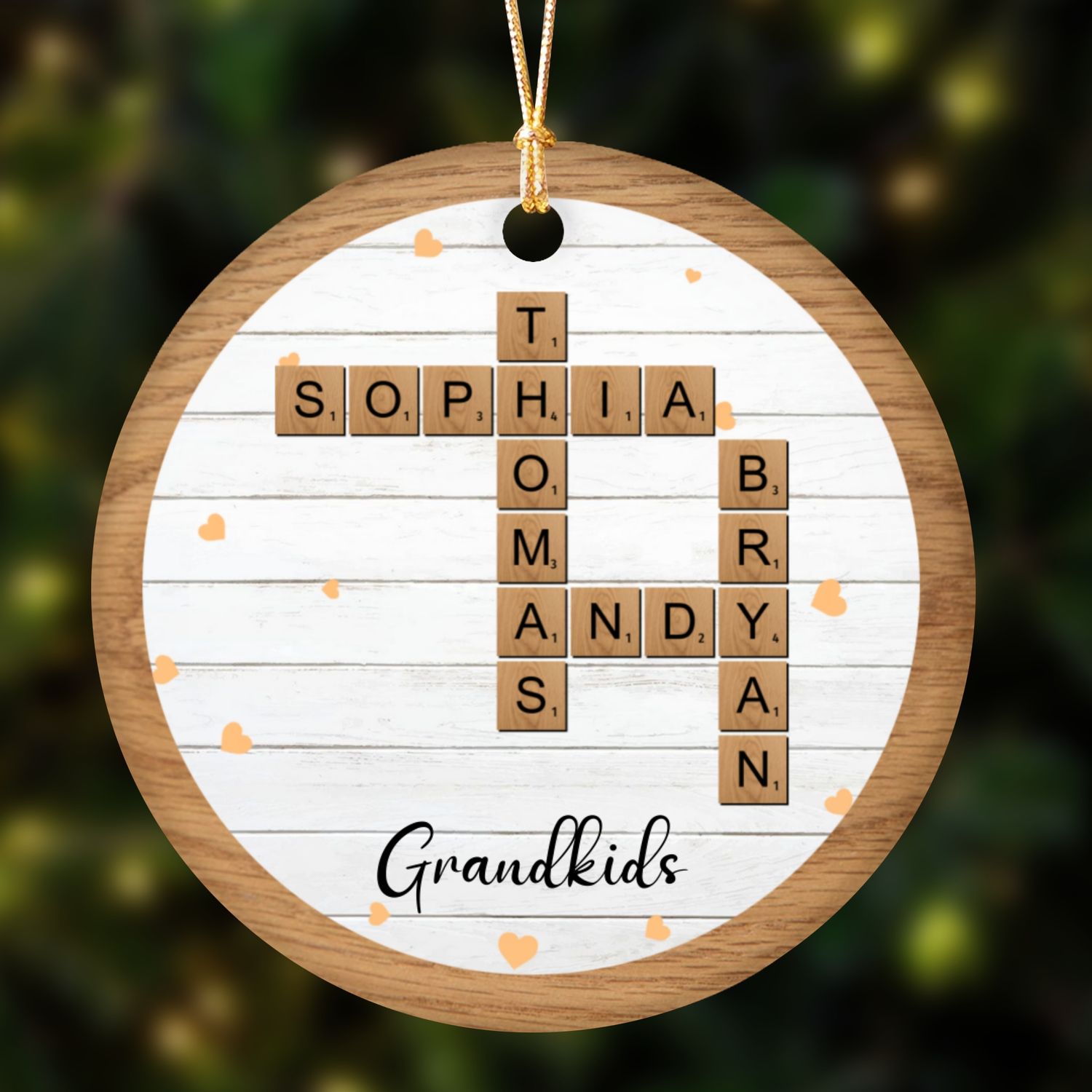 Grandkids Crossword Puzzle Personalized Ornament For Grandparents