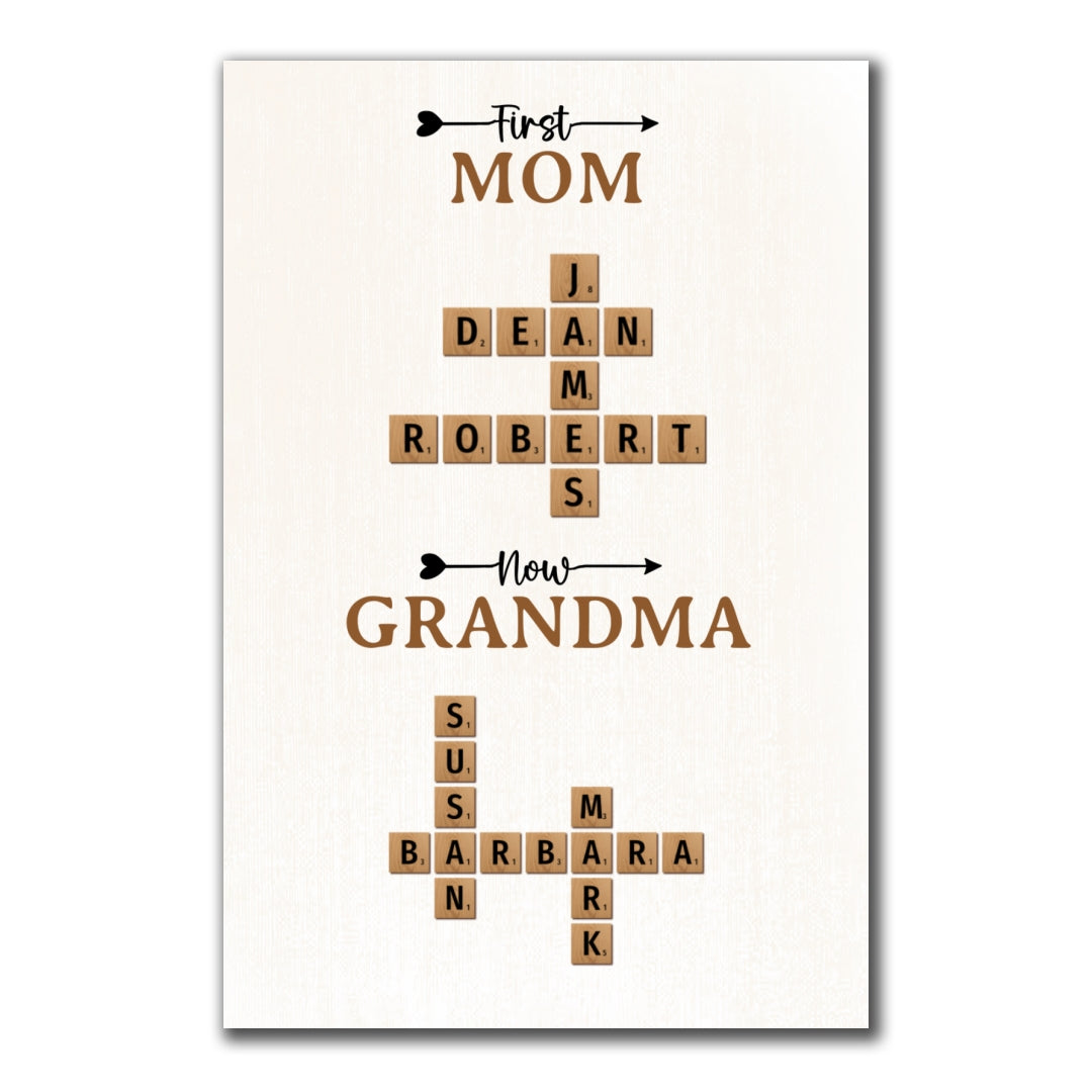 Now Grandma Crossword Puzzle Poster Personalized Gift For Grandma