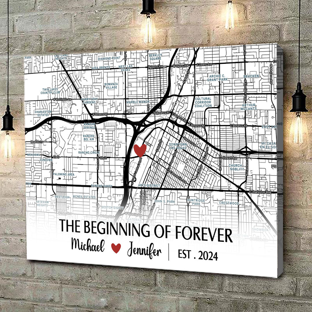 Beginning Of Forever Canvas Personalized Anniversary Gift For Couple
