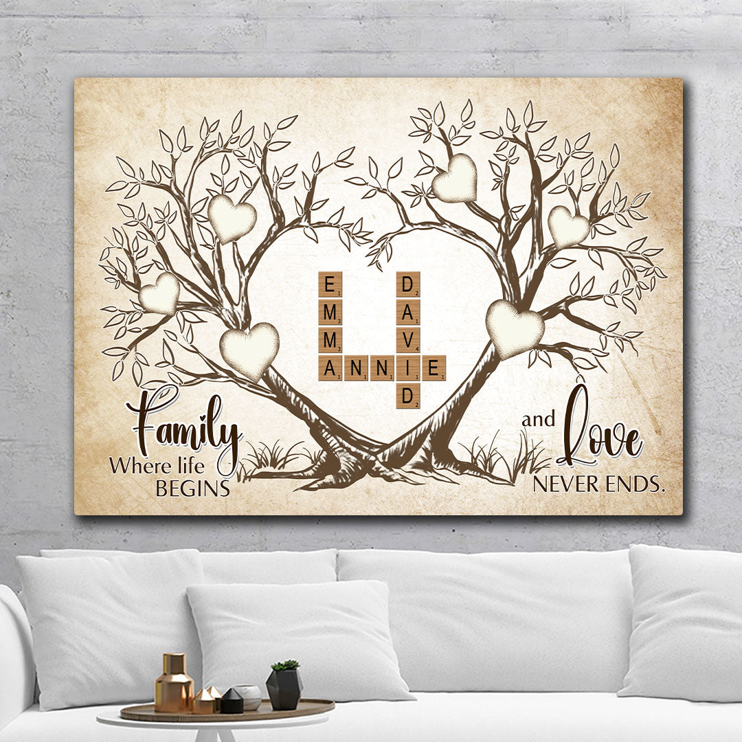 Love Never Ends Crossword Canvas Personalized Gifts For Family