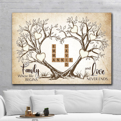 Love Never Ends Crossword Canvas Personalized Gifts For Family