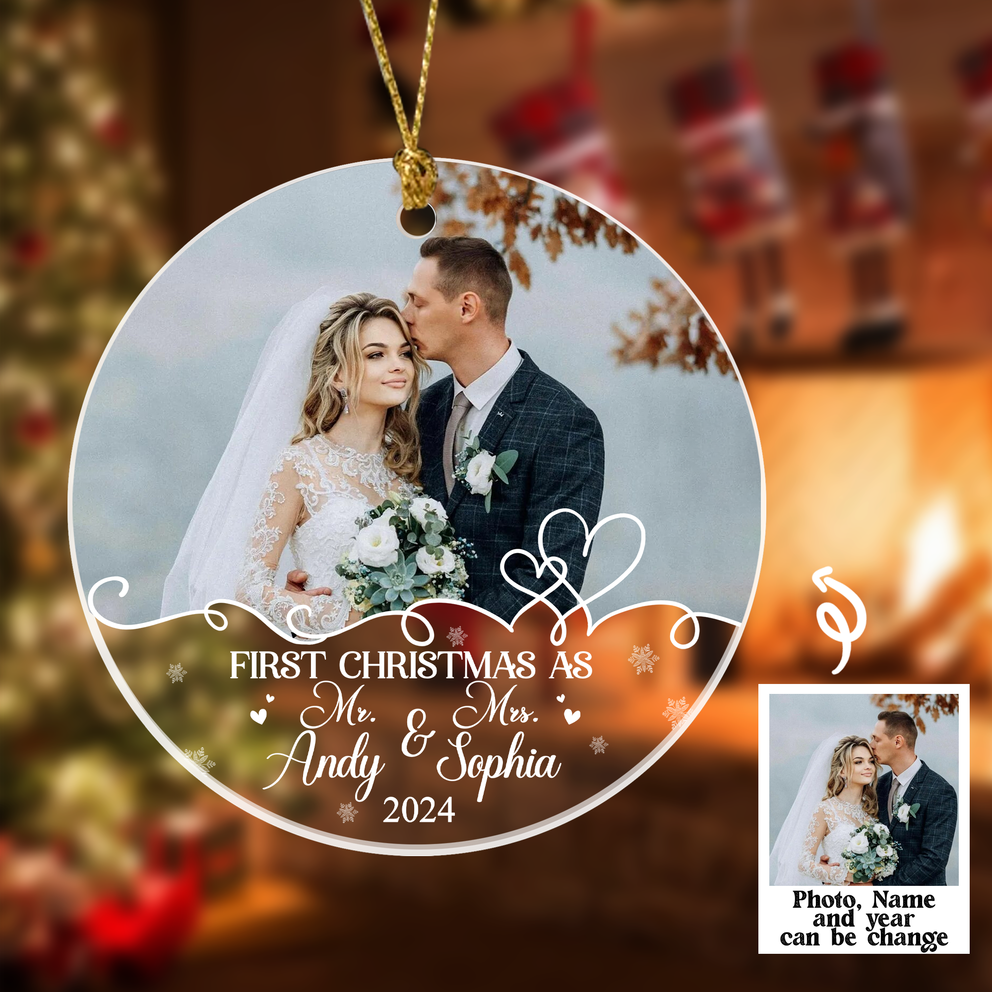 1st Christmas As Mr Mrs Ornament Personalized Christmas Gift For Couple