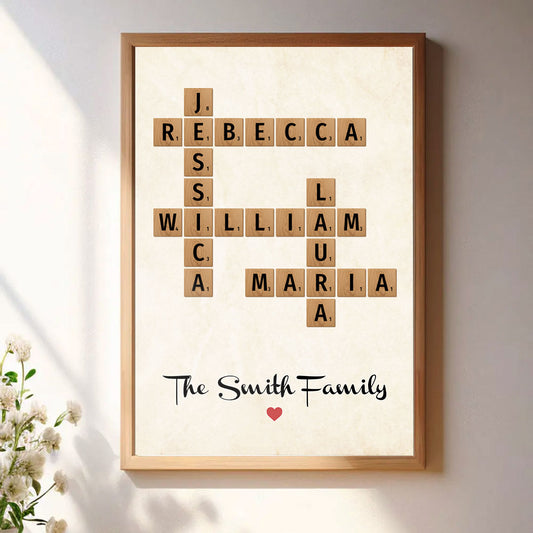 Family Names Crossword Puzzle Poster Personalized Gift For Family