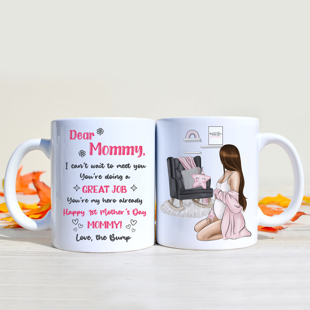 Personalized Mother's Day Gift For Expecting Mom Dear Mommy Warm And Safe Pregnant Mug
