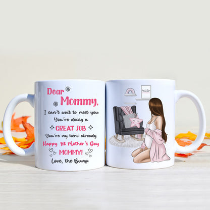 Personalized Mother's Day Gift For Expecting Mom Dear Mommy Warm And Safe Pregnant Mug