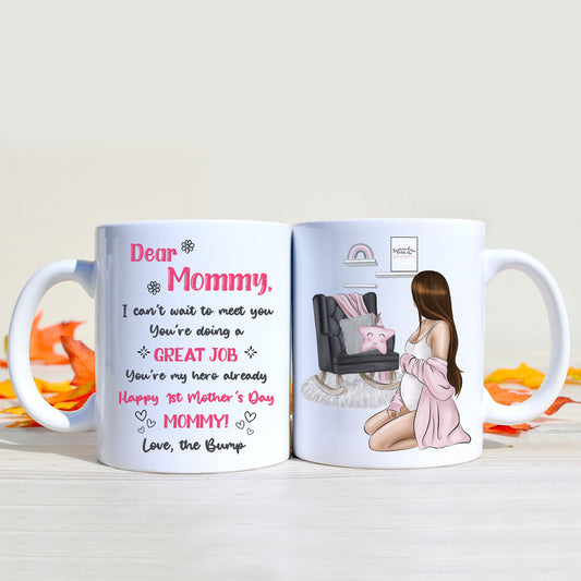 Personalized Mother's Day Gift For Expecting Mom Dear Mommy Warm And Safe Pregnant Mug
