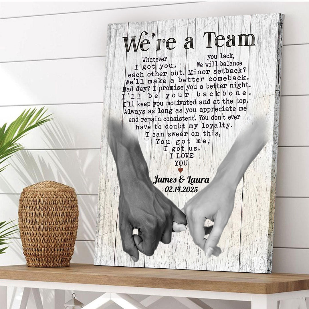 Personalized Pinky Swear We're Team 2 Canvas Anniversary Couple Gift