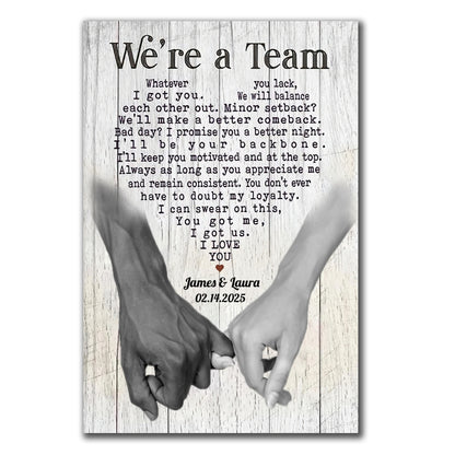 Personalized Pinky Swear We're Team 2 Canvas Anniversary Couple Gift