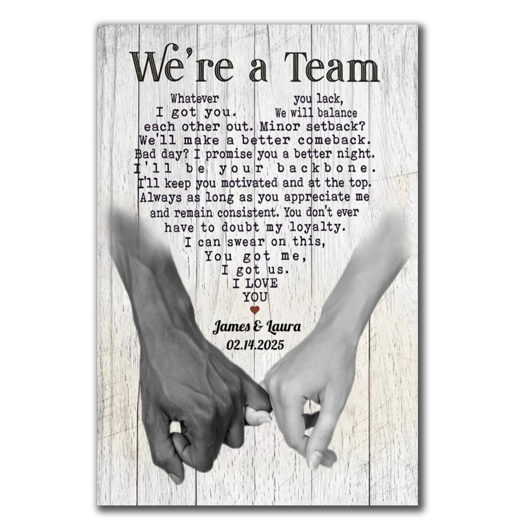 Personalized Pinky Swear We're Team 2 Canvas Anniversary Couple Gift