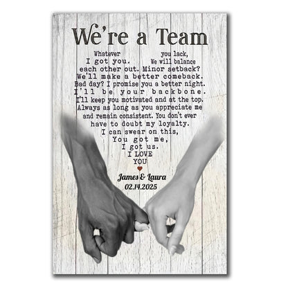 Personalized Pinky Swear We're Team 2 Canvas Anniversary Couple Gift