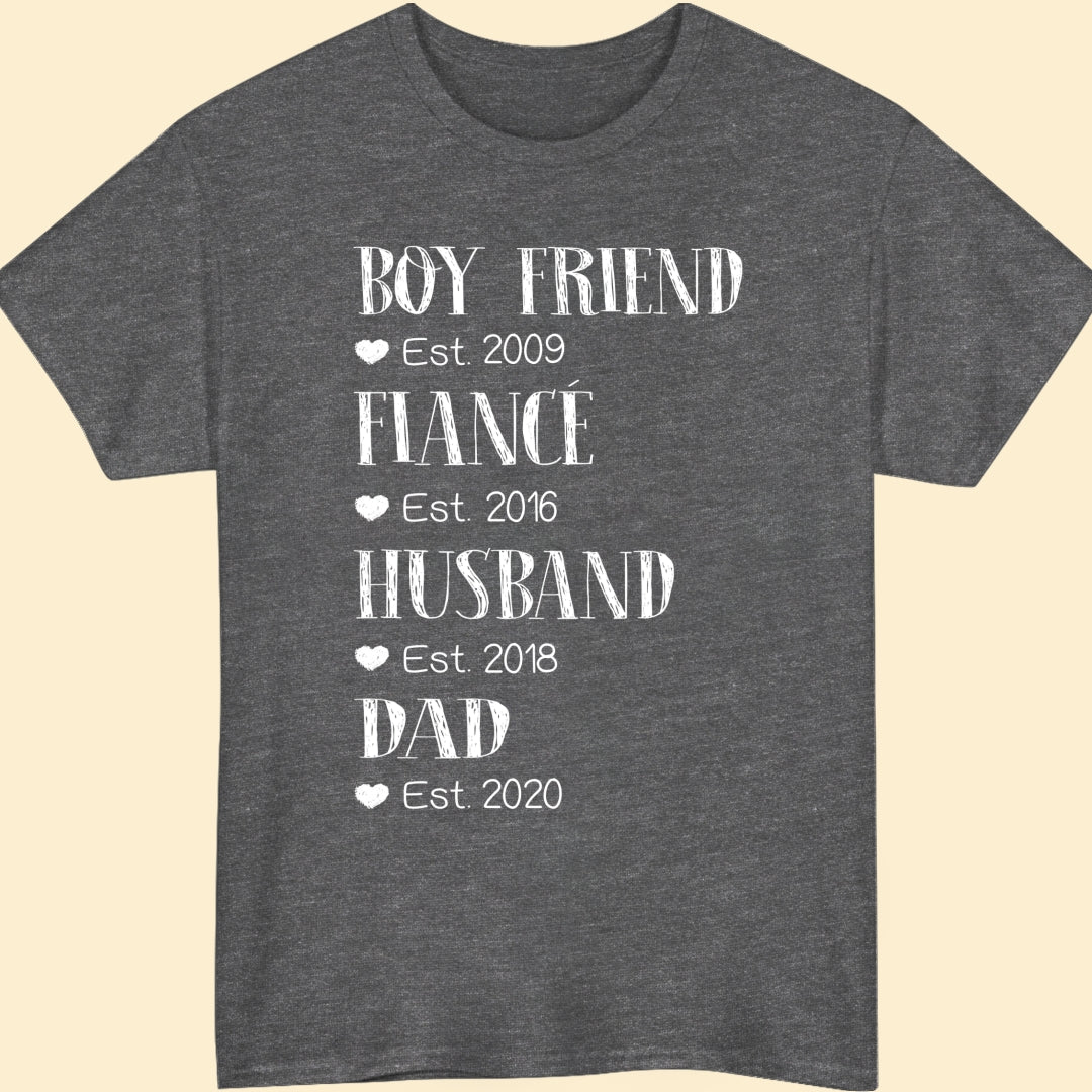 Personalized Gift For New Dad Est Dark T Shirt For First-time Dad