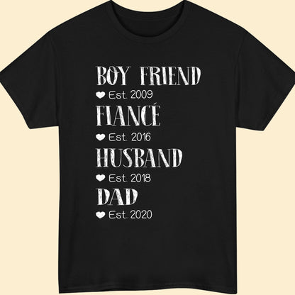 Personalized Gift For New Dad Est Dark T Shirt For First-time Dad