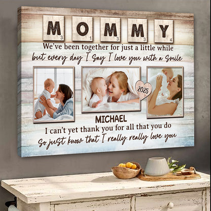 Everyday I Love You With A Smile Canvas Personalized Gift For New Mom