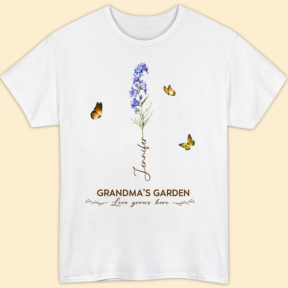 Grandma's Garden Birth Month Flower Personalized Shirt For Grandma