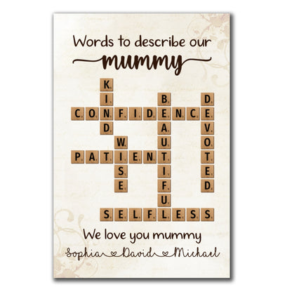 Words To Describe Mummy Crossword Canvas Personalized Gift For Mum