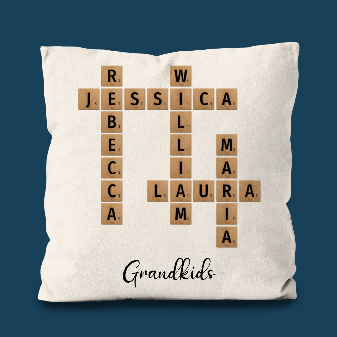 Grandkids Crossword Puzzle Pillow Personalized Gift For Grandparents