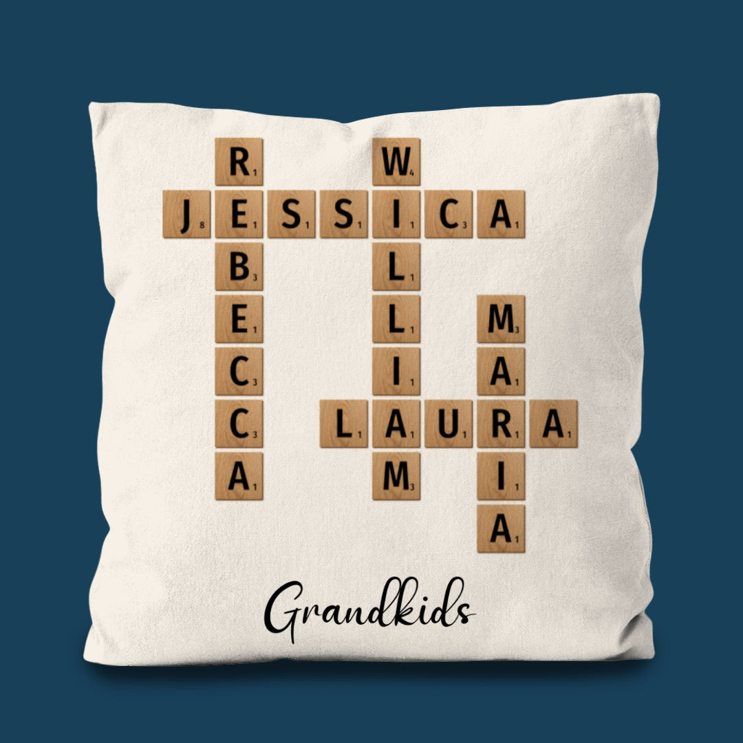 Grandkids Crossword Puzzle Pillow Personalized Gift For Grandparents