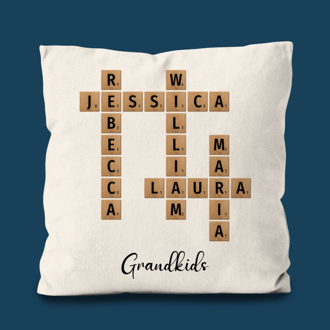 Grandkids Crossword Puzzle Pillow Personalized Gift For Grandparents