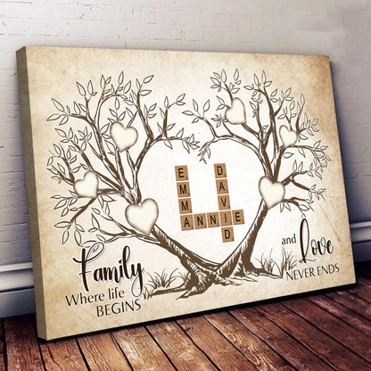 Love Never Ends Crossword Canvas Personalized Gifts For Family