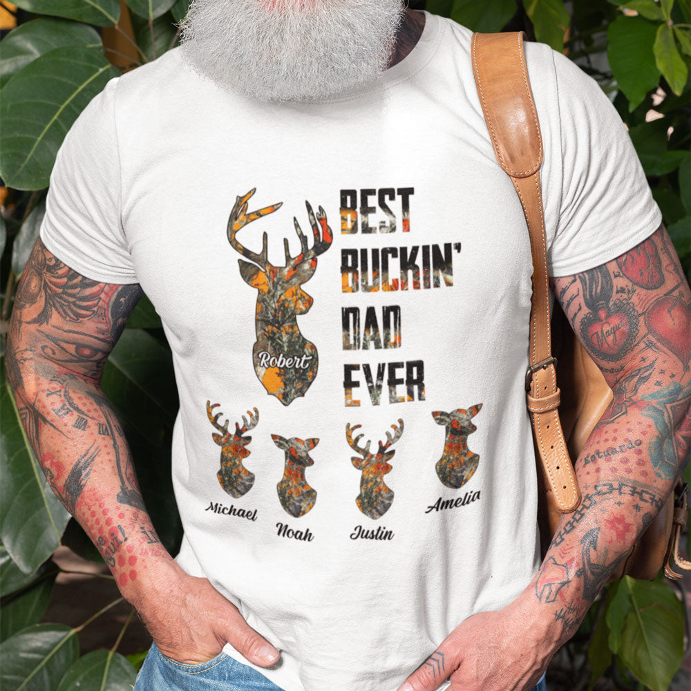 Best Buckin' Dad Ever Personalized Shirt Gift For Dad, Hunting Lovers