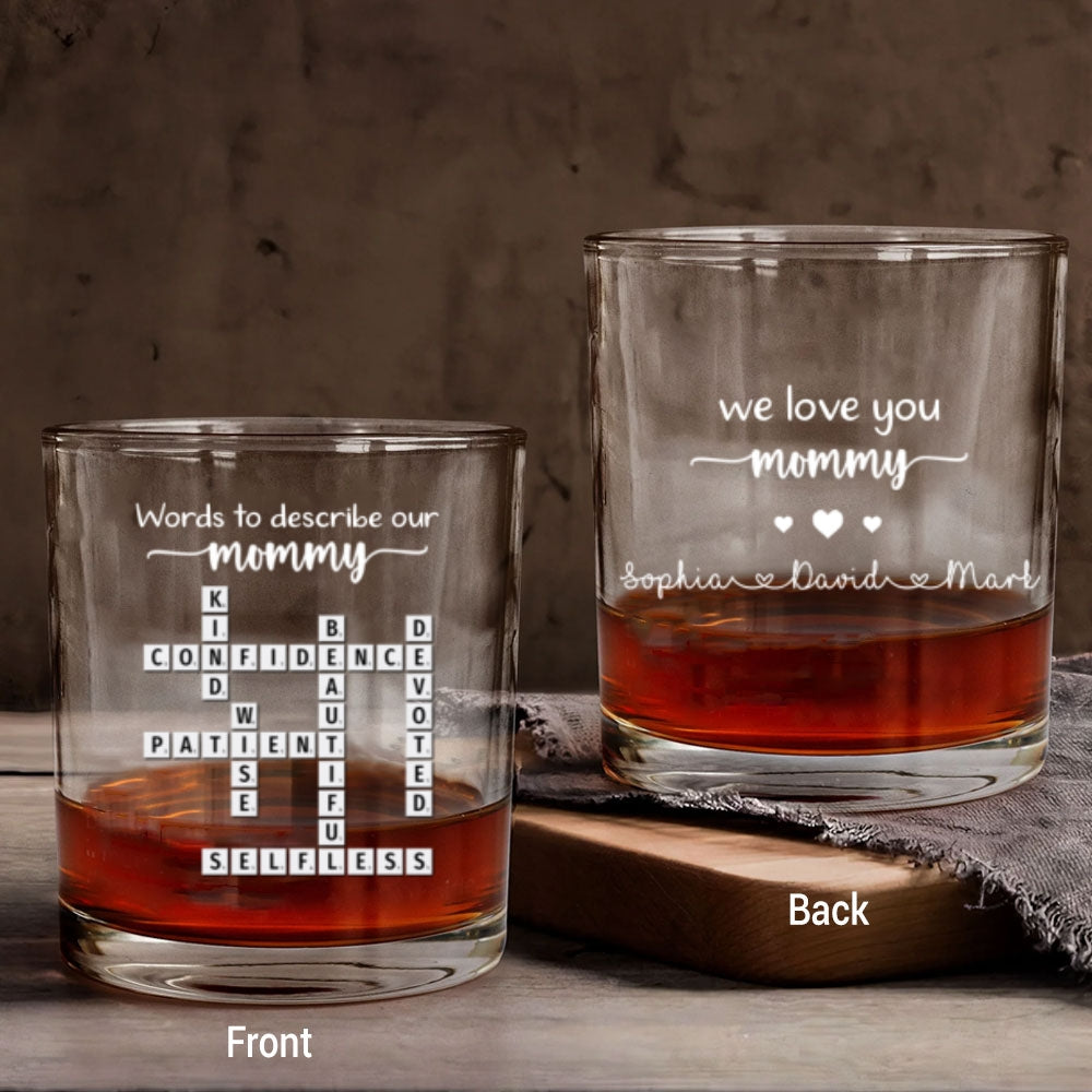 Words To Describe Mommy Crossword Whiskey Glass Personalized Gift For Mom