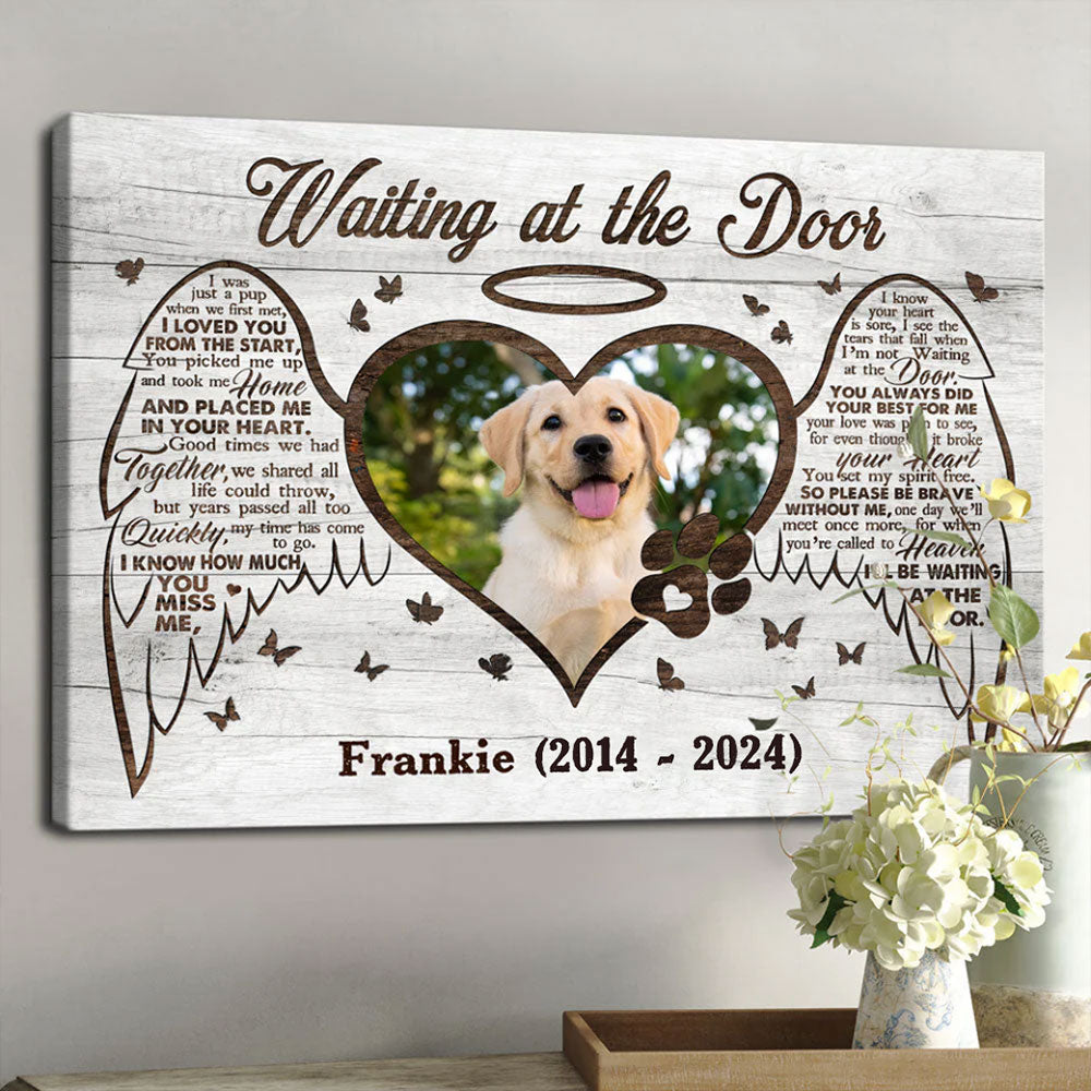 Dog Waiting At The Door Gift Pet Memorial Personalized Canvas